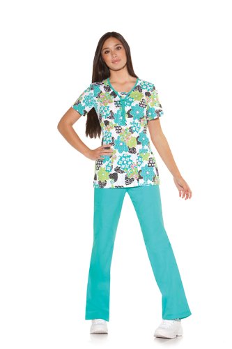 Skechers Scrubs-Posey Puzzle Empire Waist Scrub Top XS