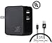 iXCC UL and MFi Certified Universal 17W 2-Port Dual USB Wall Charger and 3-Feet Lightning Cable - Black