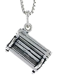 Sterling Silver Park Bench Pendant, 3/8 inch tall