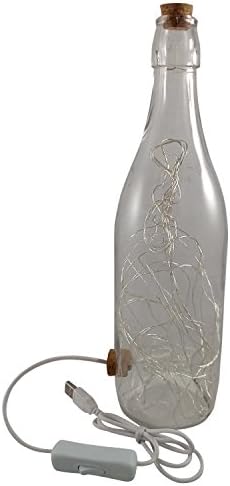 DecoTivia Wine Bottle Lamp - LED String Bottle Light - USB Cord - Decoration for Desk Table Bedroom Unique Modern Contemporary Home Decor (Clear)
