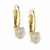 Vermeil (24k Gold over Sterling Silver) Simulated Diamond cz Heart LeverBack Lever Back Earrings