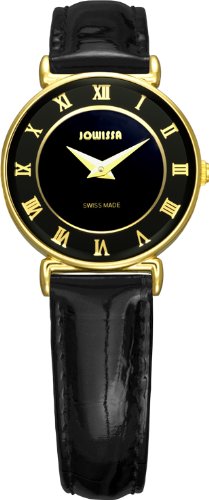 Jowissa Women's J2.039.S Roma 24 mm Gold PVD Black Dial Roman Numeral Leather Watch