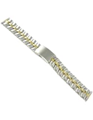 16-20mm Timex Adjustable Silver and Gold Tone Deployment Buckle Stainless Steel Watch Band 309 TX767T