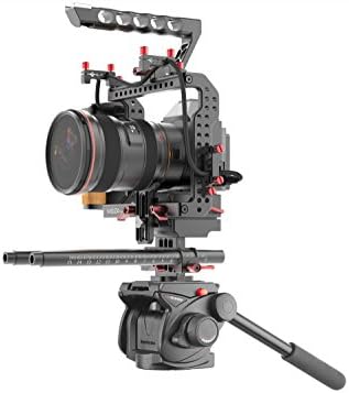 Gudsen MZ-C Camera Cage with Remote, Power Supply, Rodriser for Sony A7s2, A7r2, GH4, BMPCC (Black)