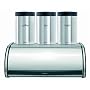 Brabantia Roll Top Bread Bin with T,C,S canister set Brilliant Steel