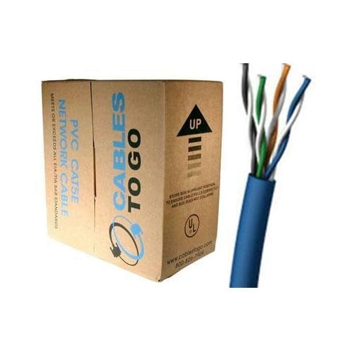 C2G / Cables to Go 32593 Cat6 UTP Solid PVC CMR-Rated Cable, Blue (500 Feet/152.4 Meters)
