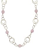 Gold Plated Sterling Silver Faceted Rose Quartz Bead Necklace, 18"