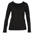 Long Sleeved Black Classic Fit Tunic Length Womens' Solid color contoured T-Shirt, 100% cotton,
