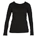 Long Sleeved Black Classic Fit Tunic Length Womens' Solid color contoured T-Shirt, 100% cotton,