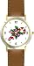 Candy Cane Christmas Theme - WATCHBUDDY&reg; DELUXE TWO-TONE THEME WATCH - Arabic Numbers - Brown Leather Strap-Women's Size-Small