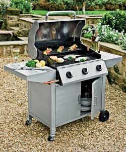 Buy DELUXE Stainless Steel Hood 3 Burner Gas Barbecue Promo Offer