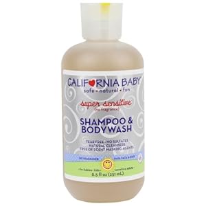 California Baby Super Sensitive Shampoo and Body Wash, No Fragrance, 8.5 Ounce Bottle