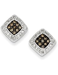 Sterling Silver Champagne Diamond Small Square Post Earrings