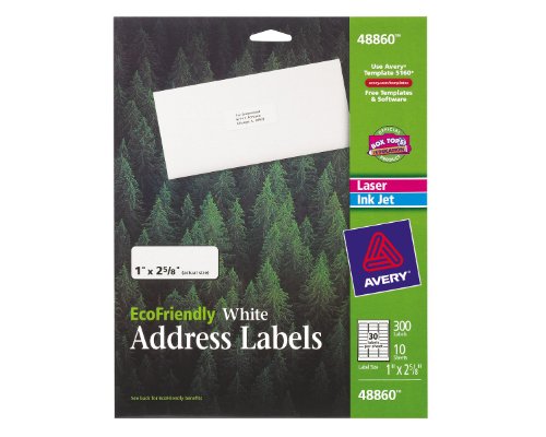 Avery EcoFriendly Mailing Labels for Laser and Ink Jet Printers, 1 x 2.625