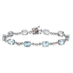 14k White Gold Aquamarine Bracelet by 