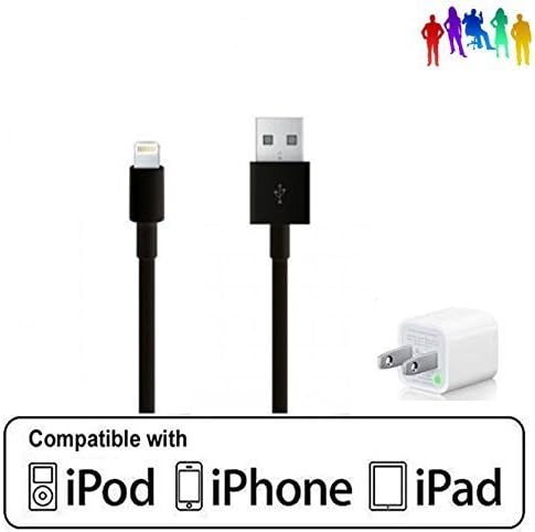 iPhone Charger Kit By Five Guys - Includes A 3ft USB Lightning Charger &amp; 5w Wall Plug - Apple MFi Certified - Compatible With All Apple 8 Pin Products - iPhone 6, iPhone 5, iPhone 6S, iPhone 6S Plus