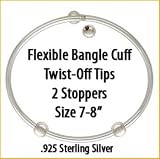Sterling Silver Flexible Bangle Cuff Bracelet For Pandora or Biagi Beads Screw End