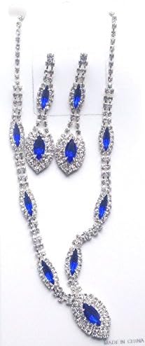 Silver Plated Sparkling Crystals and Turquoise Jades Medium Chain Necklace