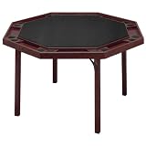 Mahogany Finish Octagonal Poker Table with Black Vinyl Top