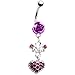 Amethyst Purple Rose Heart Dangle Belly Ring title=