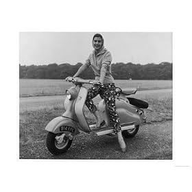 Girl Wearing a Headscarf and Jazzy Slacks Models a Lambretta Ld 125 Mark IV Scooter Giclee Poster Print