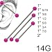 316L Surgical Steel Industrial with Design - Hot Pink Ball 14G, 1" 3/8 - Sold as a Pair