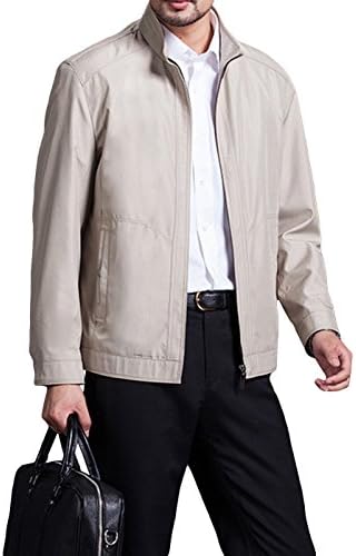 NWKing Men's Fashion Casual Thin Zip Up Stand Collar Business Jackets Khaki-XL