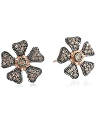 10k Rose Gold Brown Diamond Flower Earrings ( .25 cttw, H-I Color, I2-I3 Clarity)