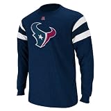 NFL Men's Houston Texans End Of Line III Long Sleeve Crew Neck Overdyed Tee (Navy Heather/White, Small)