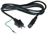 Japan Power Cord, Black, 2 prong with ground wire, 6 ft
