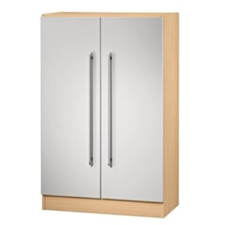 Büroschrank von Schrankwandsystem Solid 80 x 42 x 127 cm Regal mit 3 Fächer und Türen Dekor wählbar, Dekor:Buche / Silbern