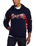 MLB Men's Atlanta Braves Captain Hooded Fleece Pullover (Athletic Navy/Athletic Red, Large)