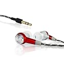GoGroove Ambient Noise Isolation RedKrome Earbuds with Everlasting Nylon Cord and 3 Custom-Fit Silicon Ear Gels