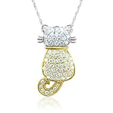 41l6n4lgNPL. SL160  14k White and Yellow Gold Cat Diamond Pendant Necklace (HI, SI I, 0.50 carat)