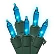 Set of 35 Blue Mini Christmas Lights - Green Wire