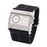 Nike Oregon Series Square Leather Analog Watch - Black Silver Blue Ribbon - WA0054-067 by Nike