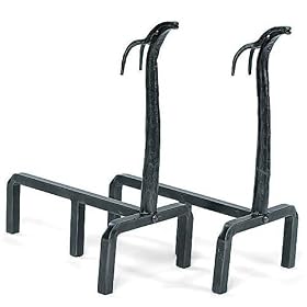 Wrought Iron Fireplace Andiron with Deer Design by Market Merchants