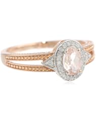 10k Rose Gold Morganite and Diamond Ring (0.1 cttw GH, Color, I2-I3 Clarity)