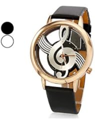 Yong Zhang New Free Shipping, Unique Creative Womens Quartz Analog Hollow Musical Note Style Dial Pu Band Golden Wrist Watch,new Fashion,ladies Watch Black+ Crystal Pen