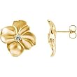 14K Yellow Gold Diamond Flower Earrings - 0.20 Ct.