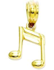 14K Yellow Gold Double Music Note Charm Musical Pendant