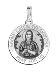 Saint Kateri Tekakwitha Medal - Available in Solid 14K Yellow or White Gold, or in Sterling Silver