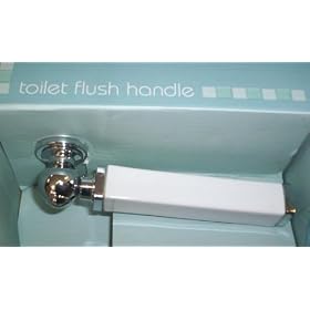 Toilet Flush Handle - White & Chrome Square