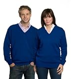 Mens & Womens Lambswool V Neck Jumper Marine Extra Small