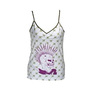 Ed Hardy Intimates Signature White Sleep Camisole w/Skull L