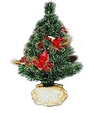 National Tree Company SZFX7-149-18 18 Inch Fiber Optic Fireworks Tree with Red Apples, Cones and Fiberglass Lighted Pot - Multi Wheel