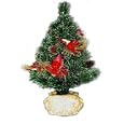 National Tree Company SZFX7-149-18 18 Inch Fiber Optic Fireworks Tree with Red Apples, Cones and Fiberglass Lighted Pot - Multi Wheel