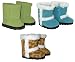 3 Pair of Ugg-Type Boots (Turquoise, Green, Animal). Doll Clothes Fit 18
