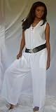 WHITE JUMPSUIT LACING POCKETS LAGENLOOK FITS – M L 1X 2X – T548S