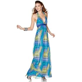 Buy BCBGMAXAZRIA Dress, Printed Chiffon Halter Gown by BCBGMAXAZRIA